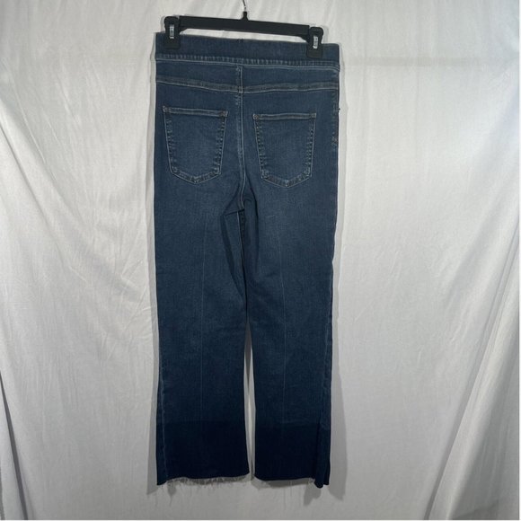 NWT $128 Spanx [ Small ] Cropped‎ Flare Fray Hem Jeans in Blue Medium Wash - Picture 9 of 14